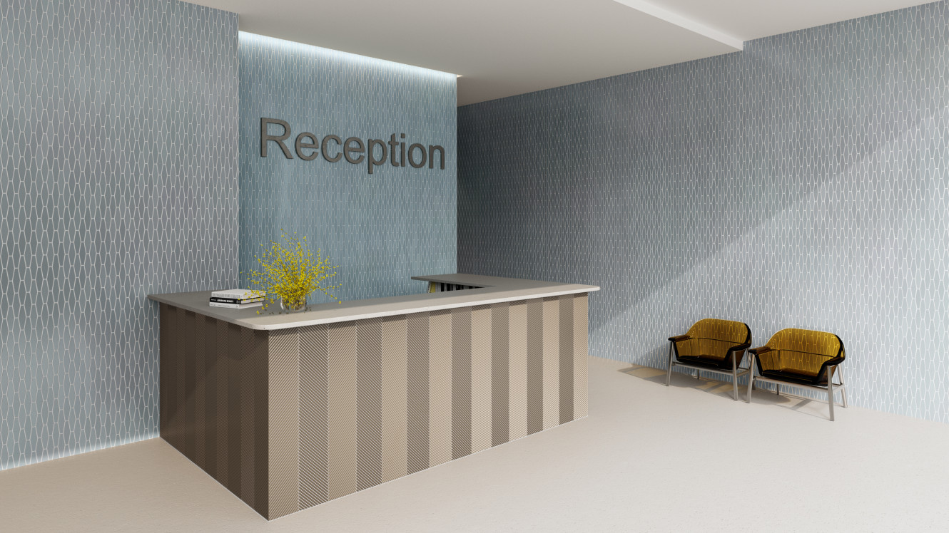 Bristol Blue 2x7 Trym Mosaic Silk and Bristol Brown Herringbone Mosaic Silk