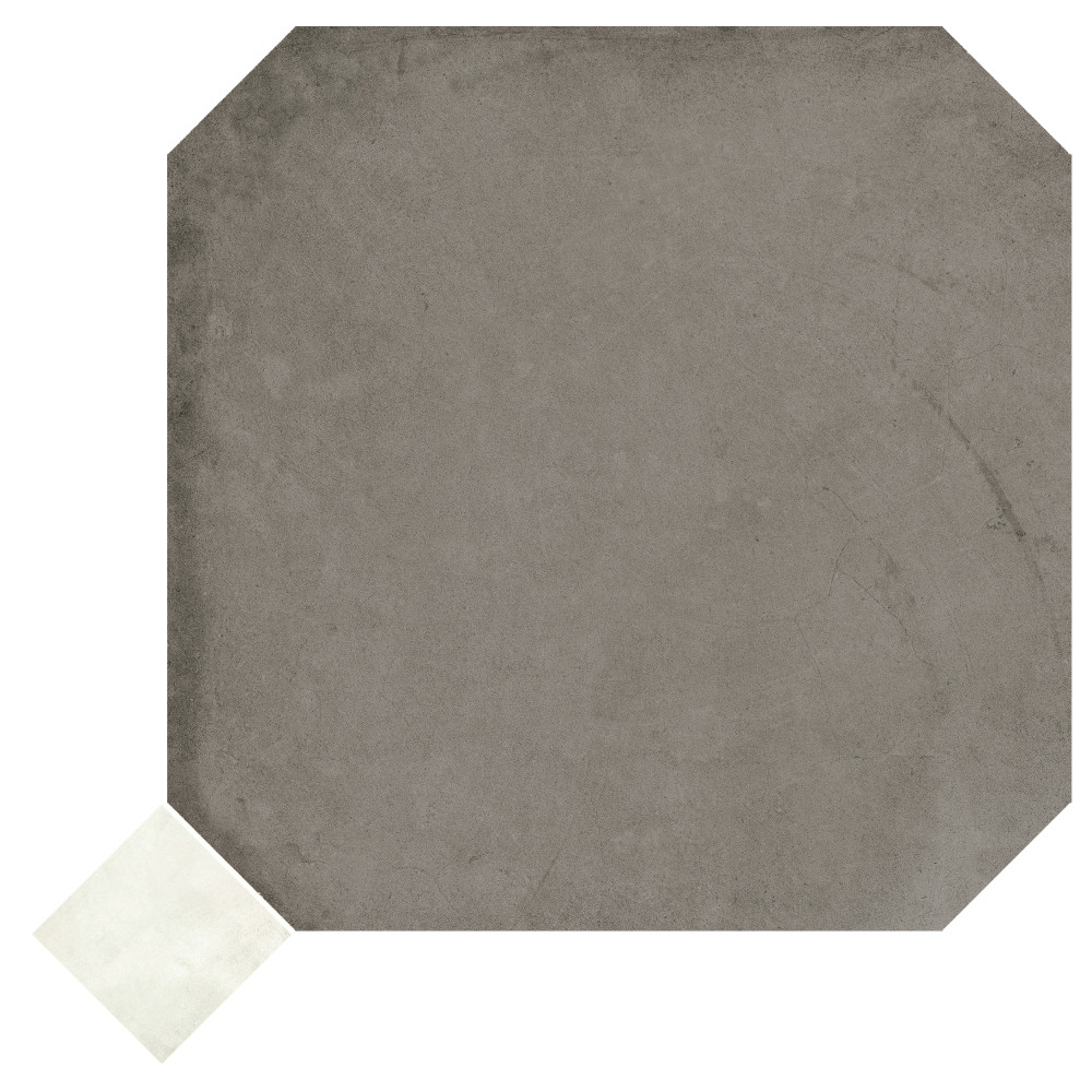 Laverton Octagon Grafito with Taco Nieve 7-7/8 in. x 7-7/8 in. Porcelain Floor and Wall Tile