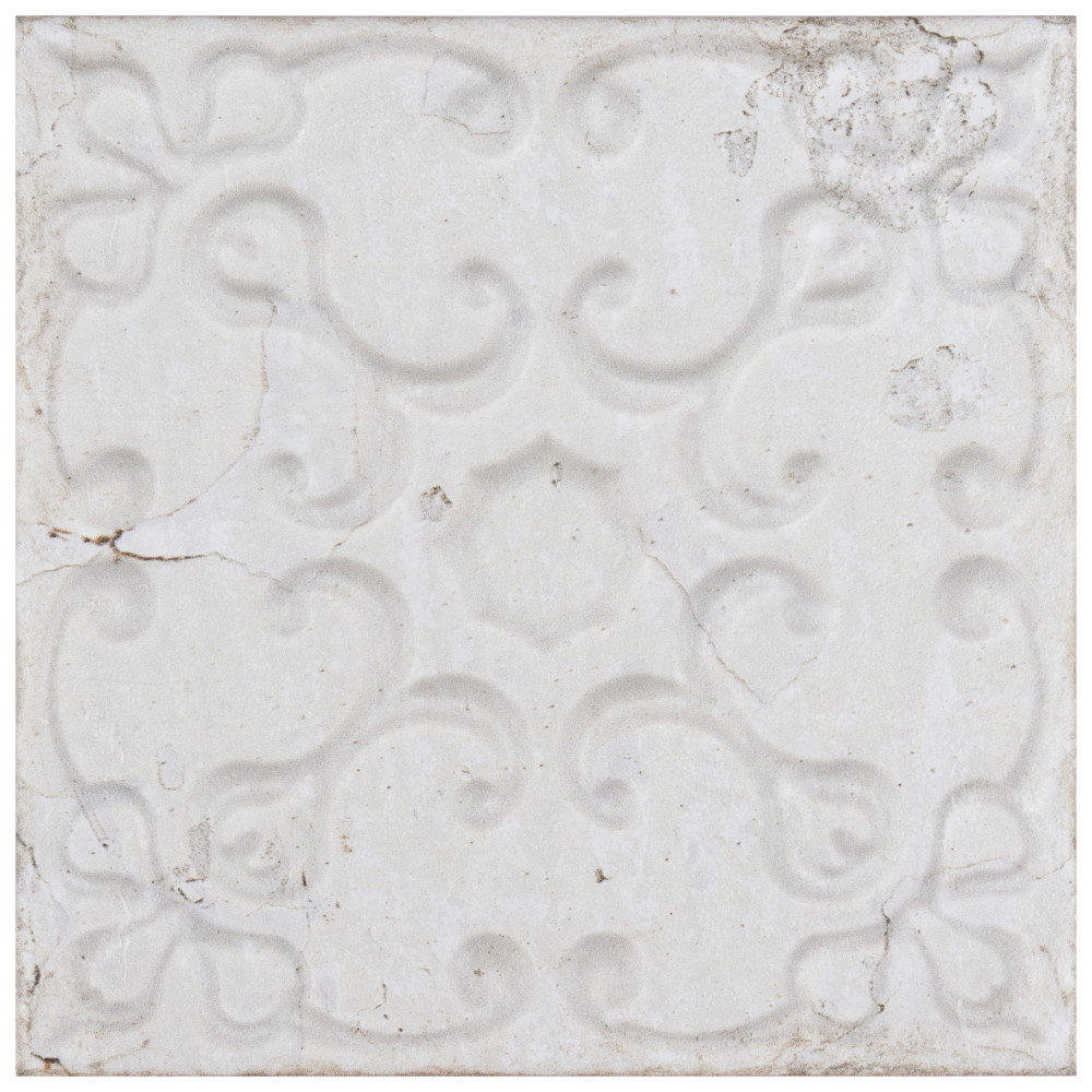 Sample – Aevum Ornato White Ceramic Wall Tile