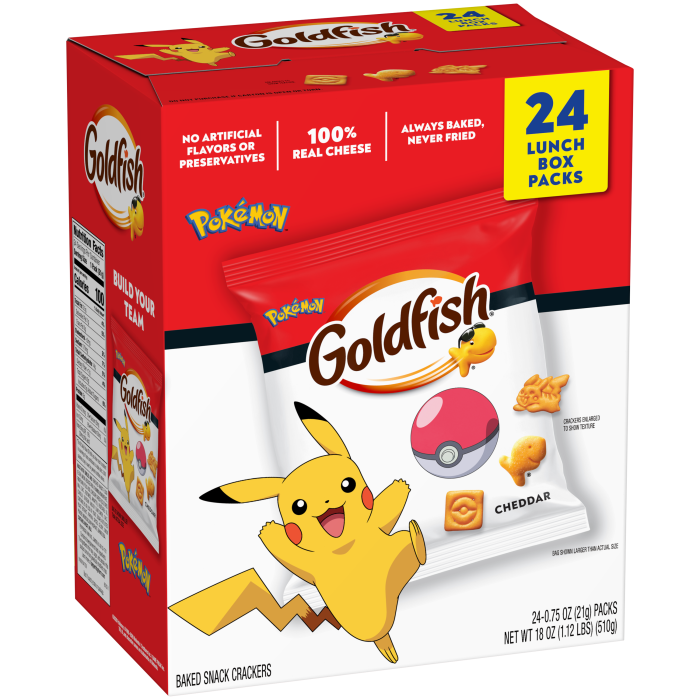 Goldfish® Pokémon Cheddar Baked Snack Crackers, 24 count box, 0.75 oz, bag - Left Angle Image