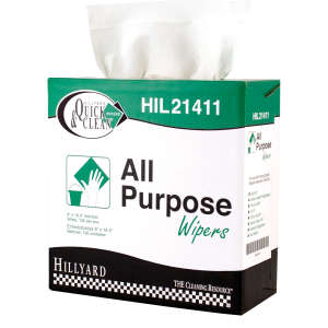 Hillyard, Quick and Clean®, All Purpose, 9.00"x16.50", Double Recreped (DRC), General Purpose Wipers, White
