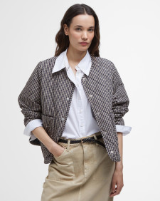 Check Monroe Quilted Jacket Navy/Sand Gingham