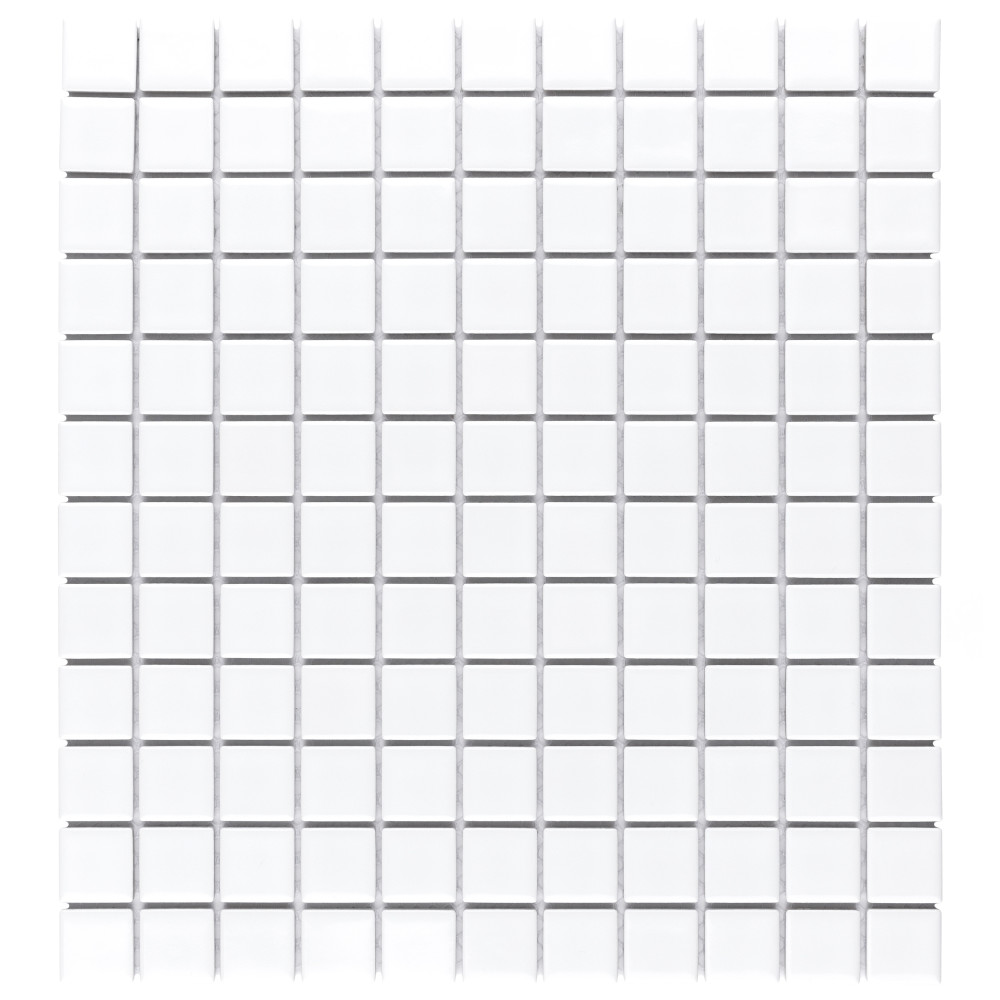 Metro 1″ Square Glossy White 10-3/4 in. x 11-3/4 in. Porcelain Mosaic Tile