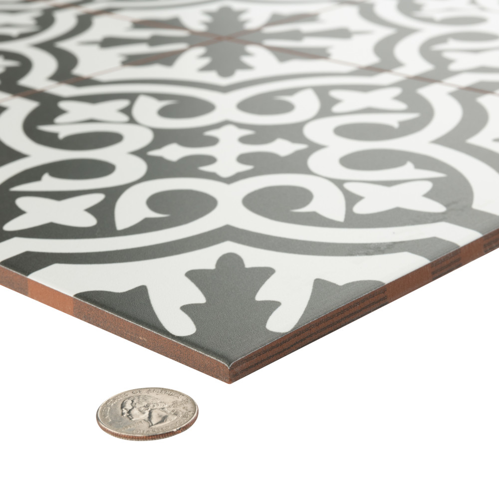 Berkeley II Black 17-5/8 in. x 17-5/8 in. Ceramic Floor and Wall Tile