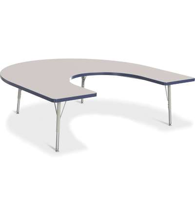 Berries® Horseshoe Activity Table - 60" X 66", E-height - Gray/Navy/Gray
