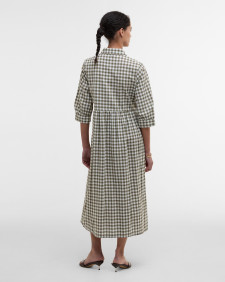 Adele Gingham Midi Dress Dusky Green Check