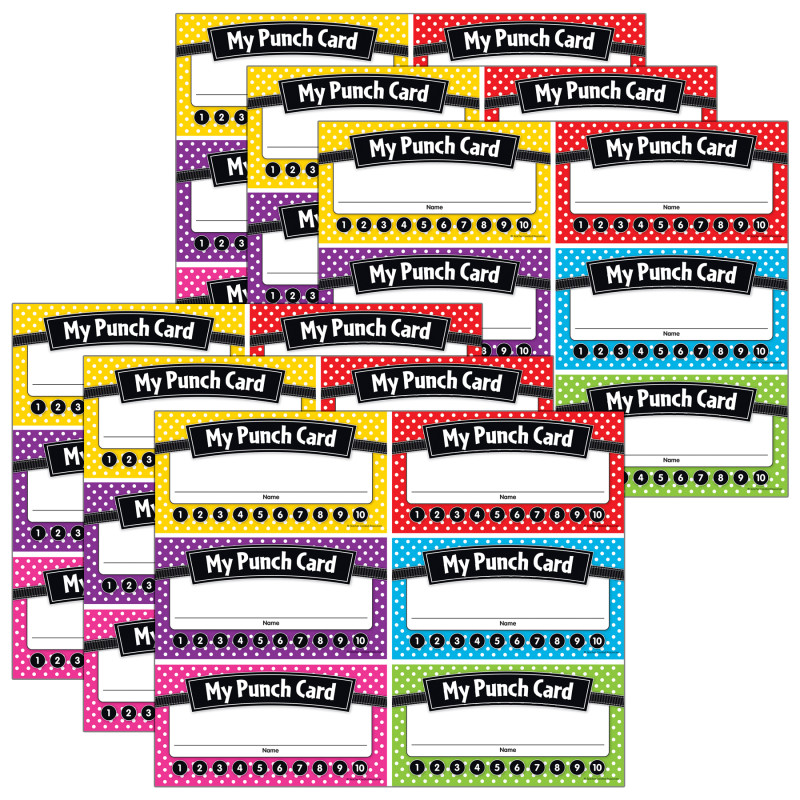 Polka Dots Punch Cards, 60 Per Pack, 6 Packs