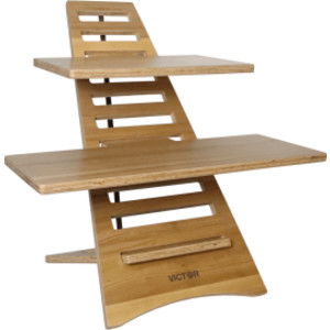 Acacia Wood Standing Desk For Laptops, Two Tiers
