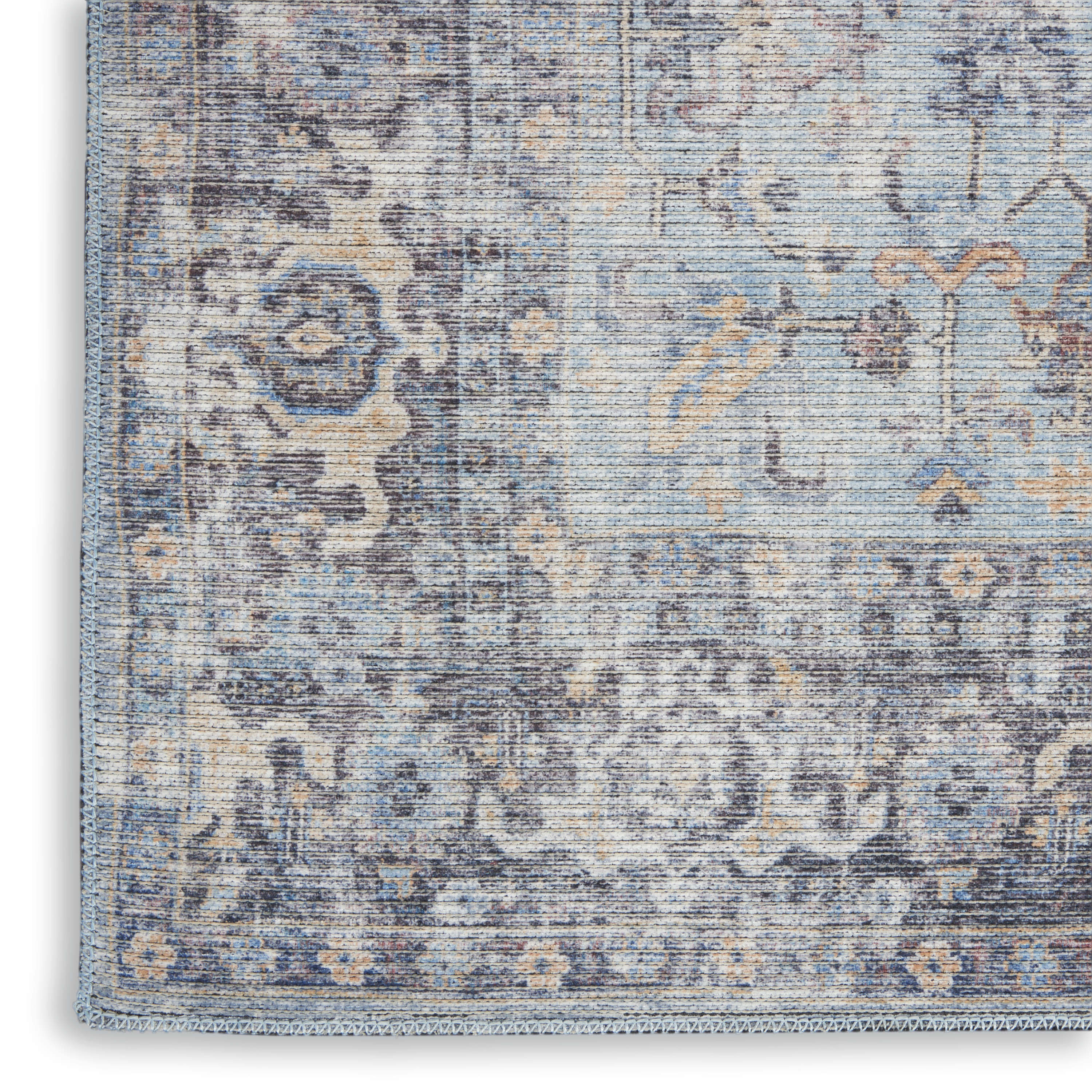 Nourison New Concept Washables 2' x 3'9" Light Grey Blue Vintage Indoor Rug