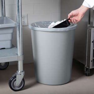 Rubbermaid Commercial, Untouchable, 11 gal, Resin, Gray, Round, Receptacle