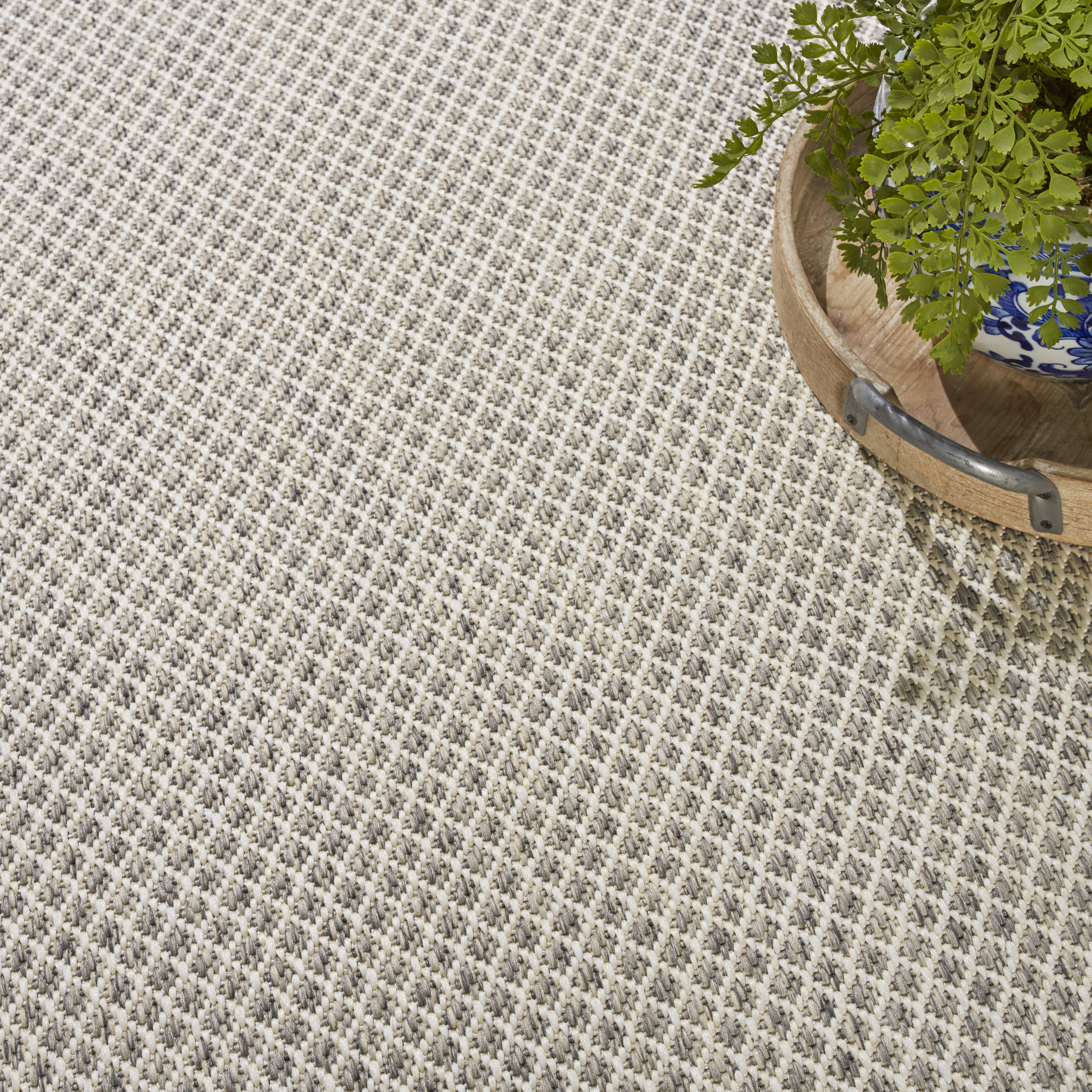 Nourison Courtyard 10' x Square Ivory Silver Modern Rug