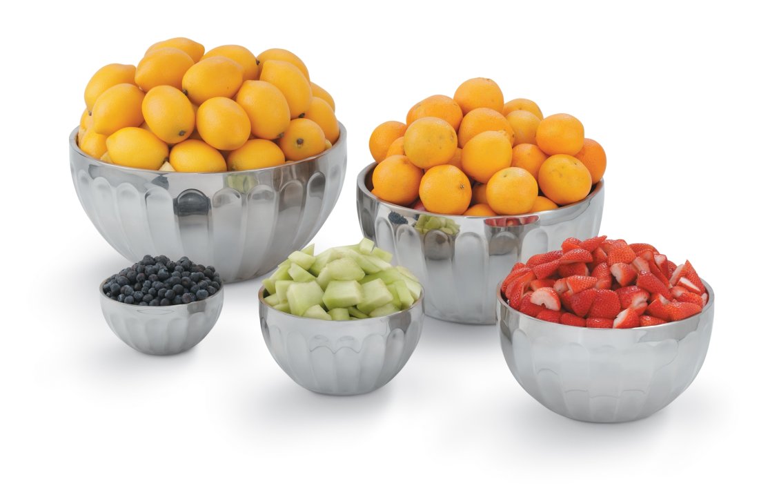 1 ⅘-quart square fluted double-wall stainless steel serving bowl