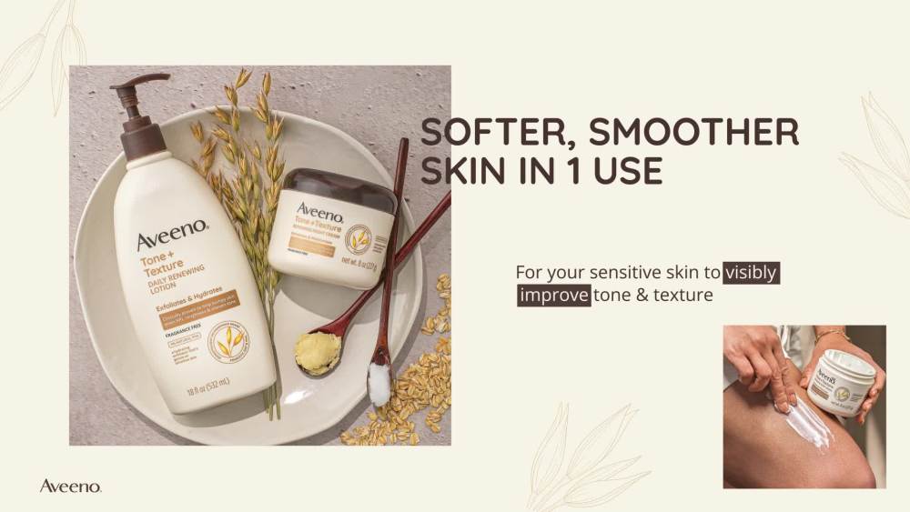 Aveeno Tone + Texture Renewing Bath and Body Scrub, Fragrance Free, 8