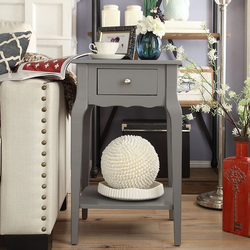 1-Drawer Wood Storage End Table