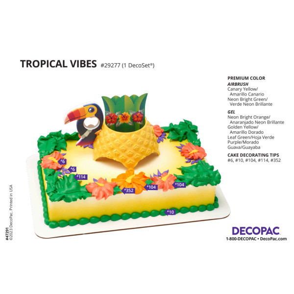 Tropical Vibes Cake Decorating Instruction Card