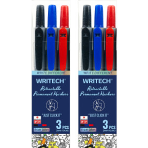 Retractable Permanent Markers, Assorted Colors, Fine Point, 2 Sets