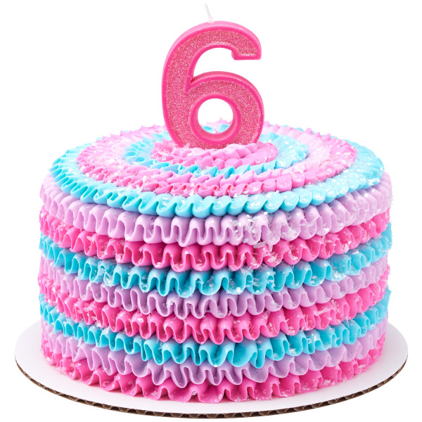 6 Mini Glitter Numeral Candles