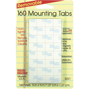 Removable Mounting Tabs, 1/2" x 1/2", Pack of 160
