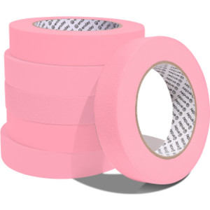 Masking Tape, 1" x 60 Yards, Pink, Pack of 6