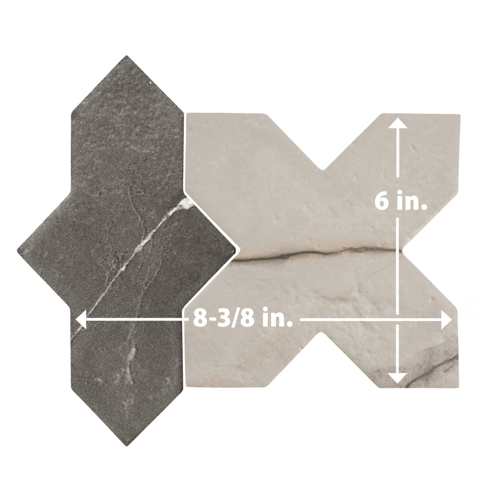 Istanbul Squire Shield Night with Day Cross 6 in. x 8-3/8 in. Porcelain Floor and Wall Tile