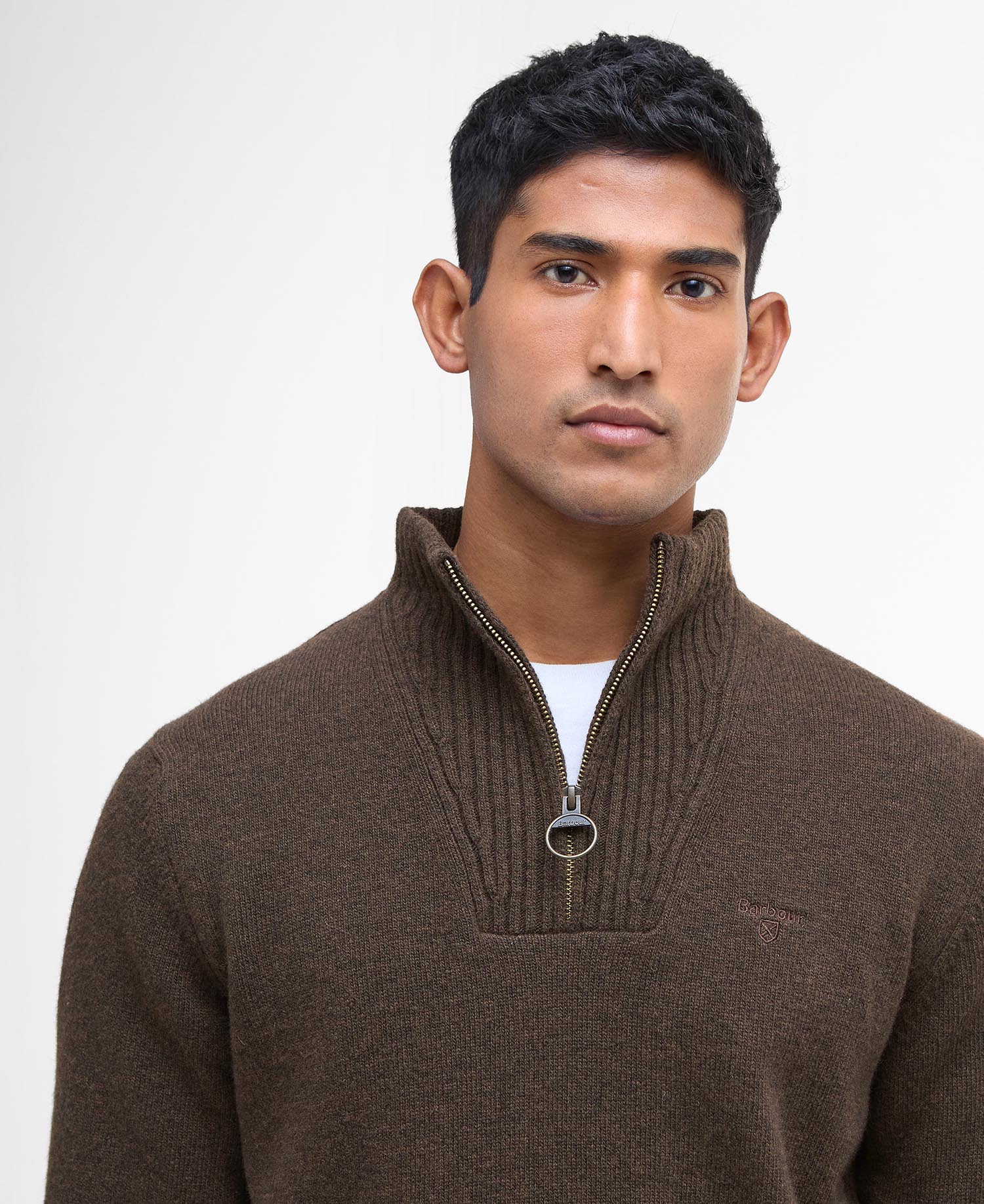 Maglione con mezza zip in lana d'agnello Essential image number 3