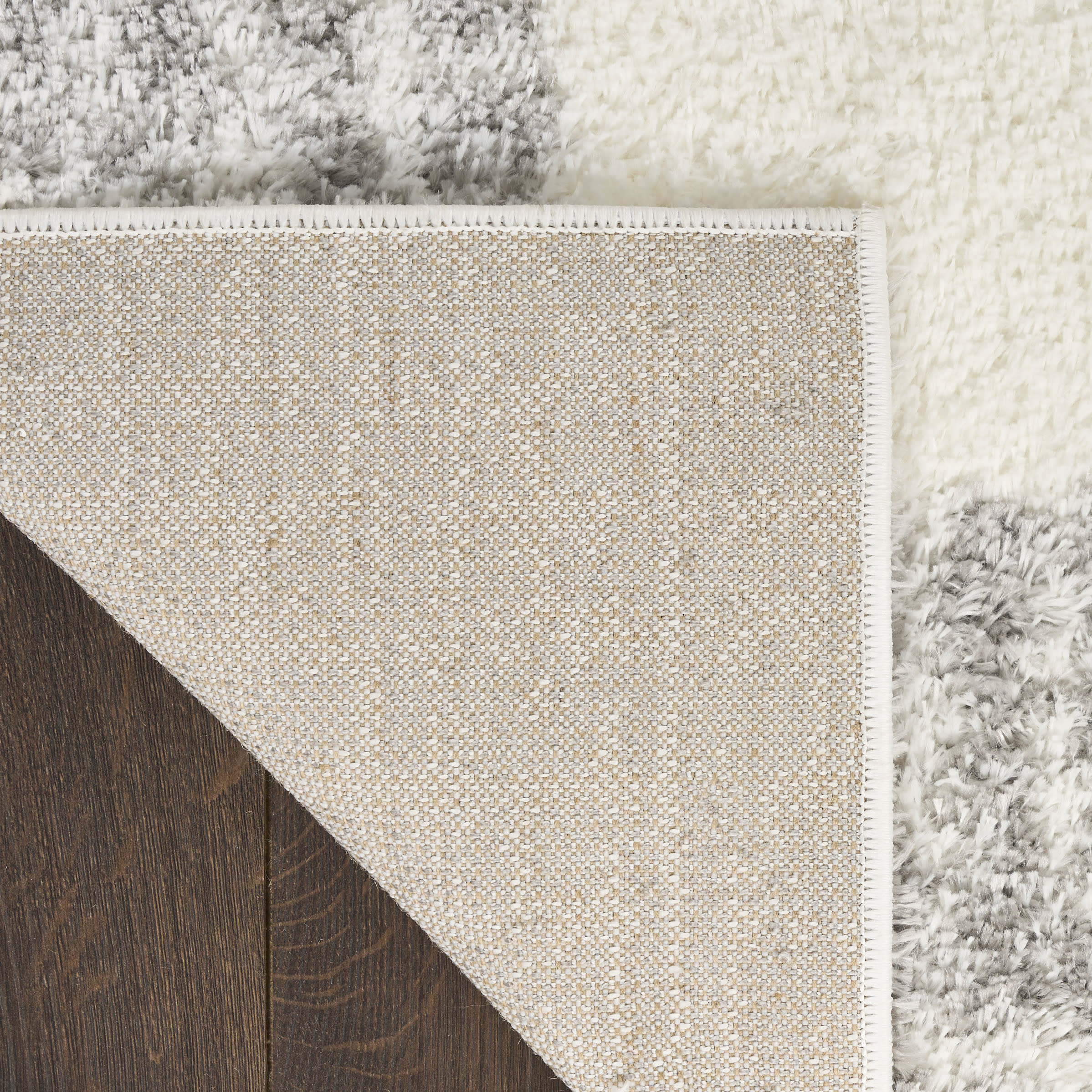 Nourison Pacific Shag 5'3" x 7'3" Ivory Grey Shag Indoor Rug