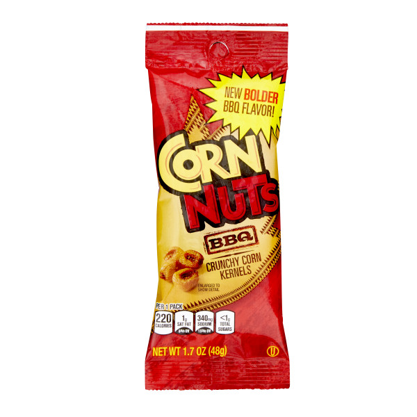 CORN NUTS BBQ Crunchy Corn Kernels Snack, 1.7 Oz. Pack of 12 . C1CB - Front Center Inner Pack (Hi Res)