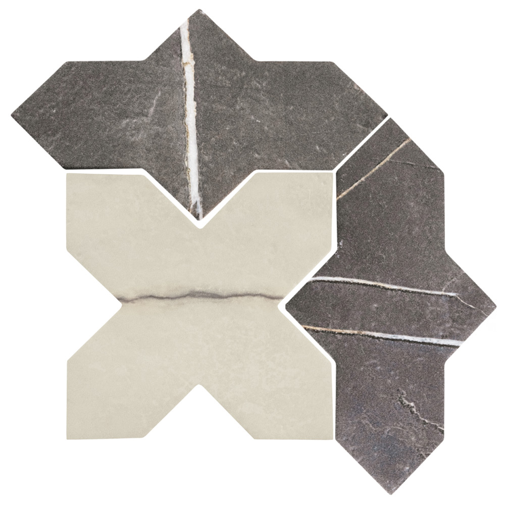 Istanbul Templar Shield Night with Day Cross 8-3/8 in. x 8-3/8 in. Porcelain Floor and Wall Tile