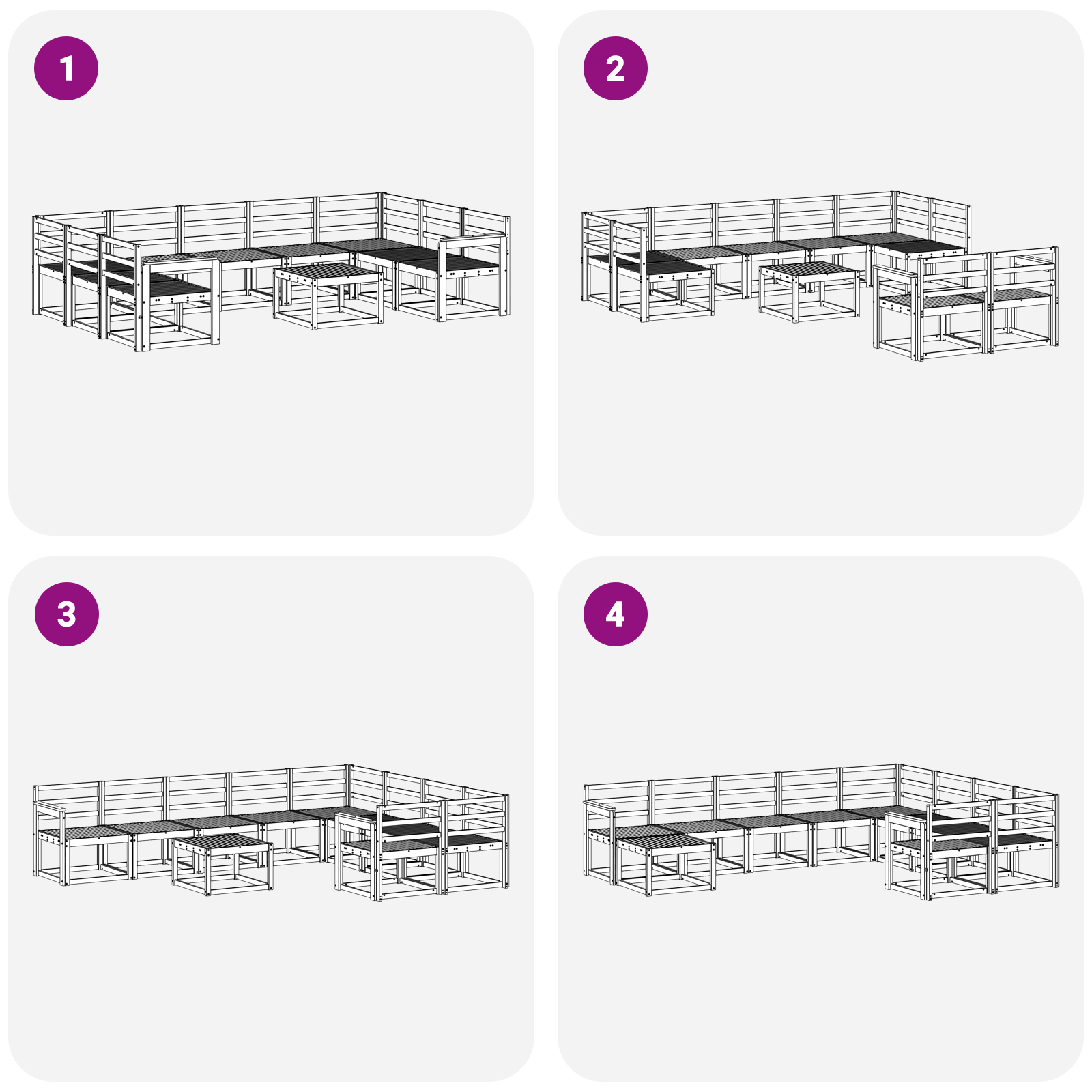 Buiten bankenset 10 pcs Wit Massief Acaciahout image 6