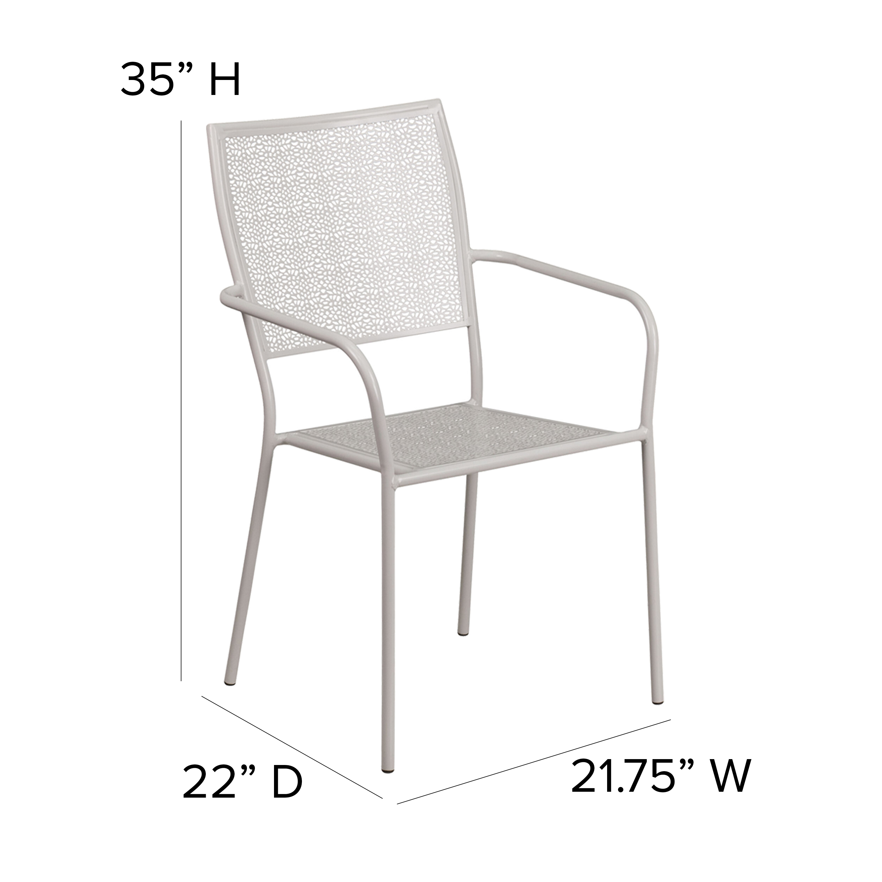 Commercial Grade Sky Blue Indoor-Outdoor Steel Patio Arm Chair with Square Back - Picture 55 of 61