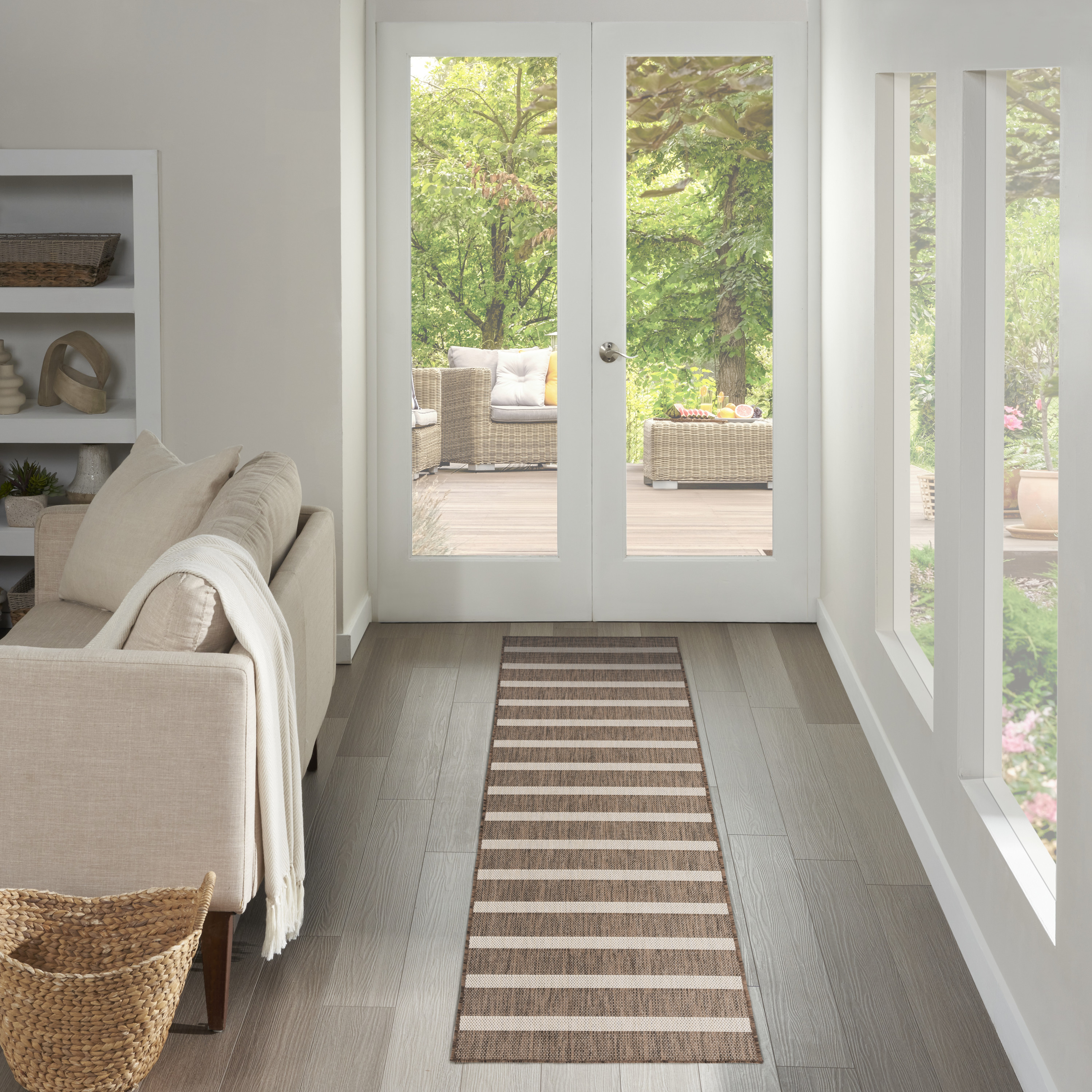 Nourison Positano 2'2" x 8' Natural Ivory Modern Rug
