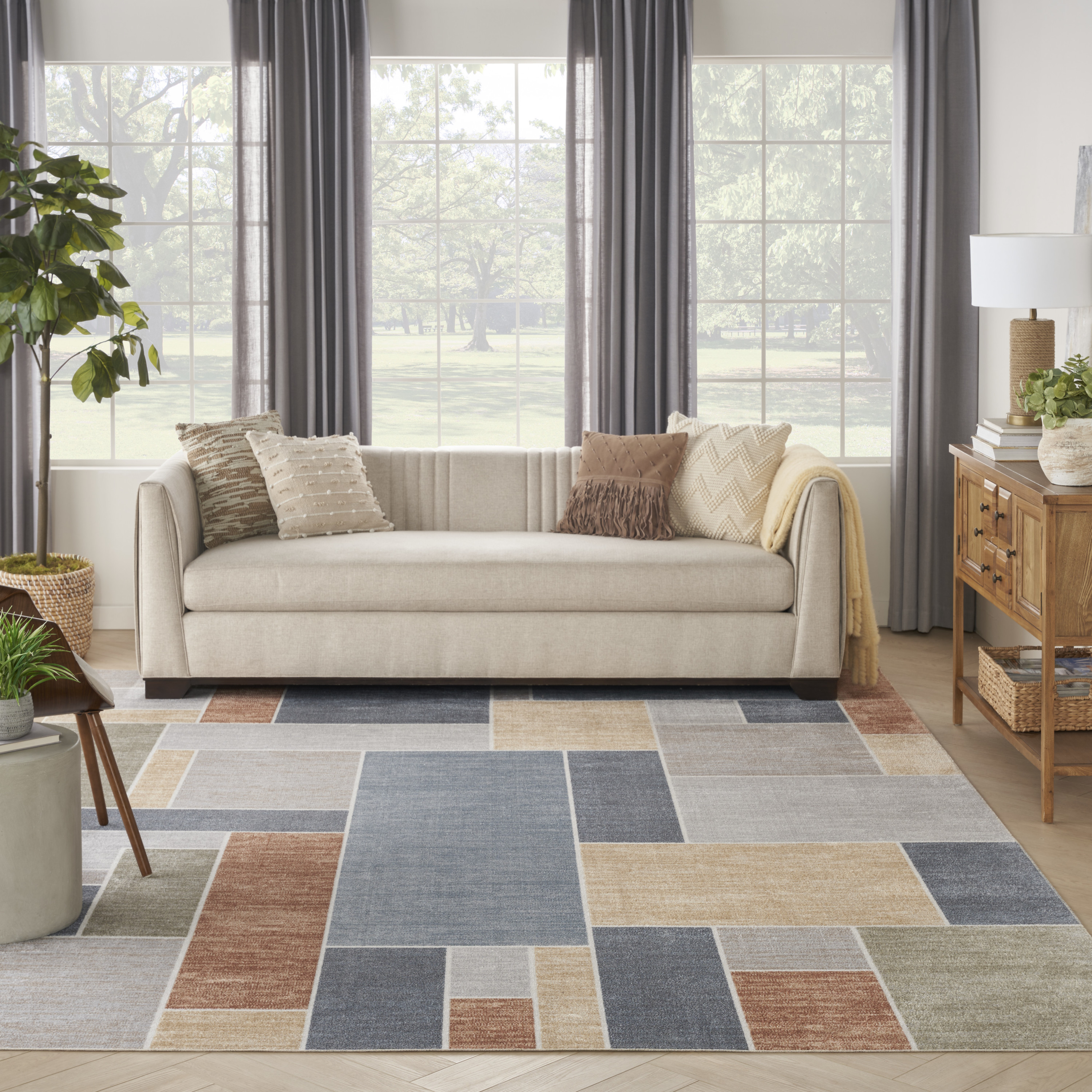 Nourison Astra Machine Washable 12' x 15' Multicolor Contemporary Indoor Rug