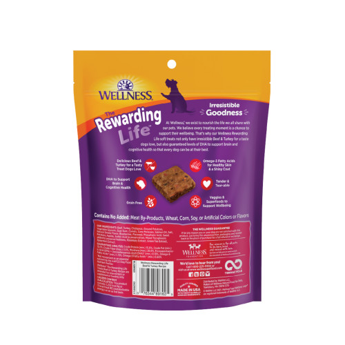 Wellness Rewarding Life Beef & Turkey back packaging