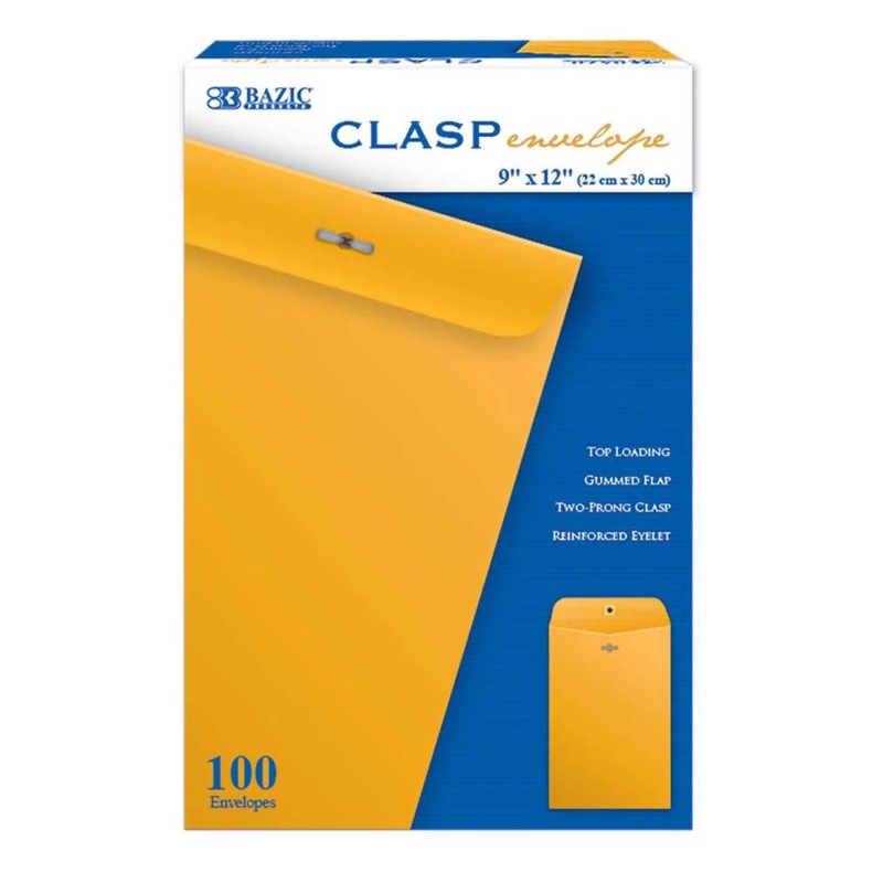Clasp Envelope, 9" x 12", Box of 100