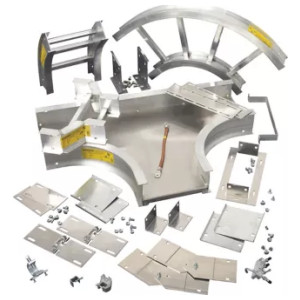 Cable Tray Fitting, 45° Horizontal Bend, Aluminum, 12 in Bend Radius, 6 in. H, 1 Pair (Splice Plate) Pair