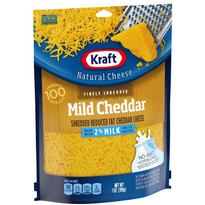 Kraft Mild Cheddar Finely Shredded Cheese with 2% Milk, 7 oz Bag