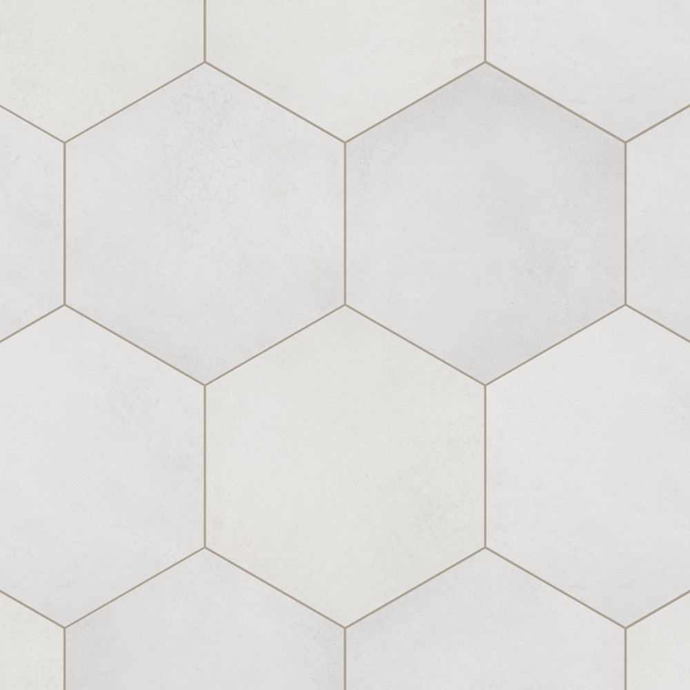 Heritage Hex Snow 7x8 Hexagon Porcelain Floor and Wall Digital Pattern