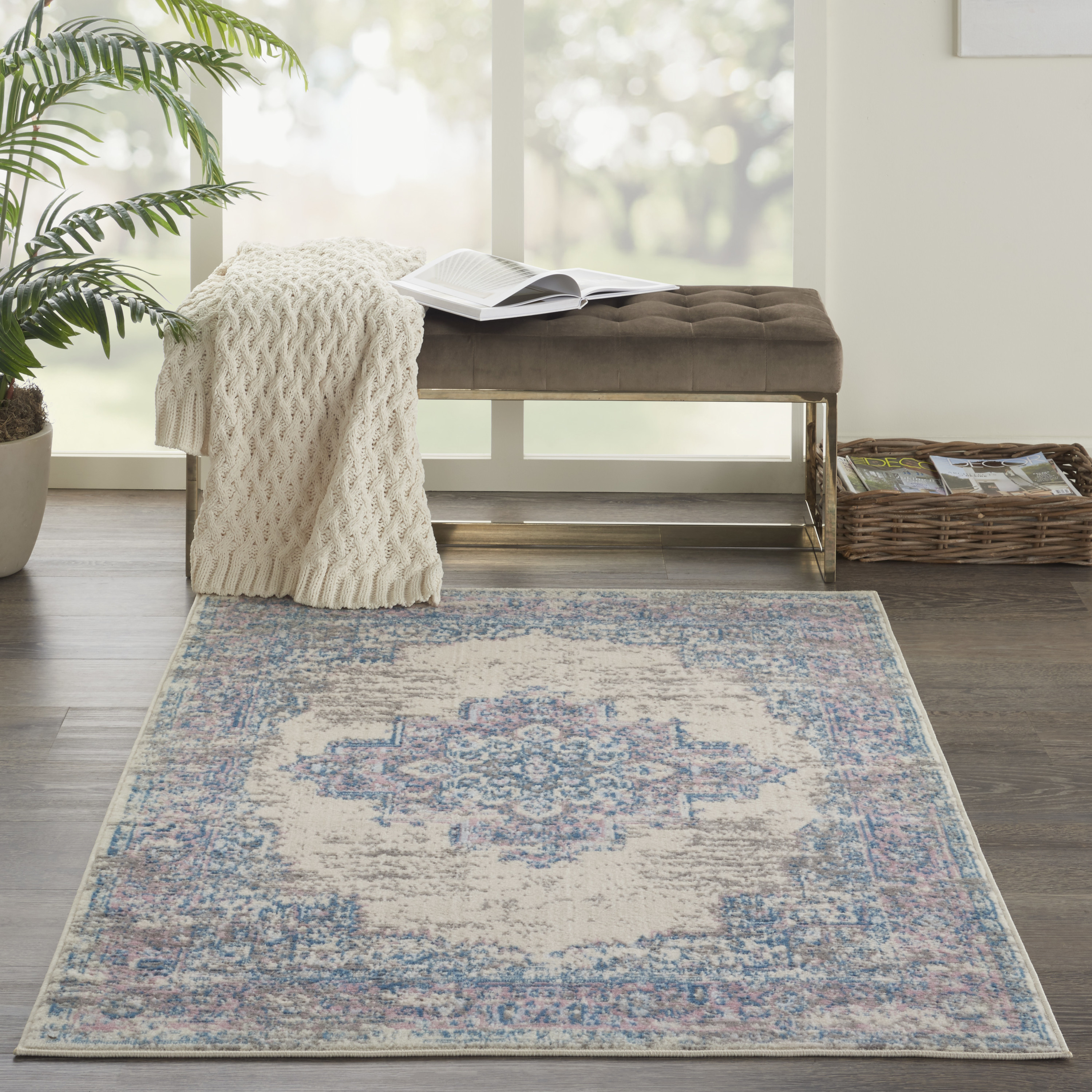 Nourison Grafix 3' x 5' Ivory Pink Vintage Indoor Rug