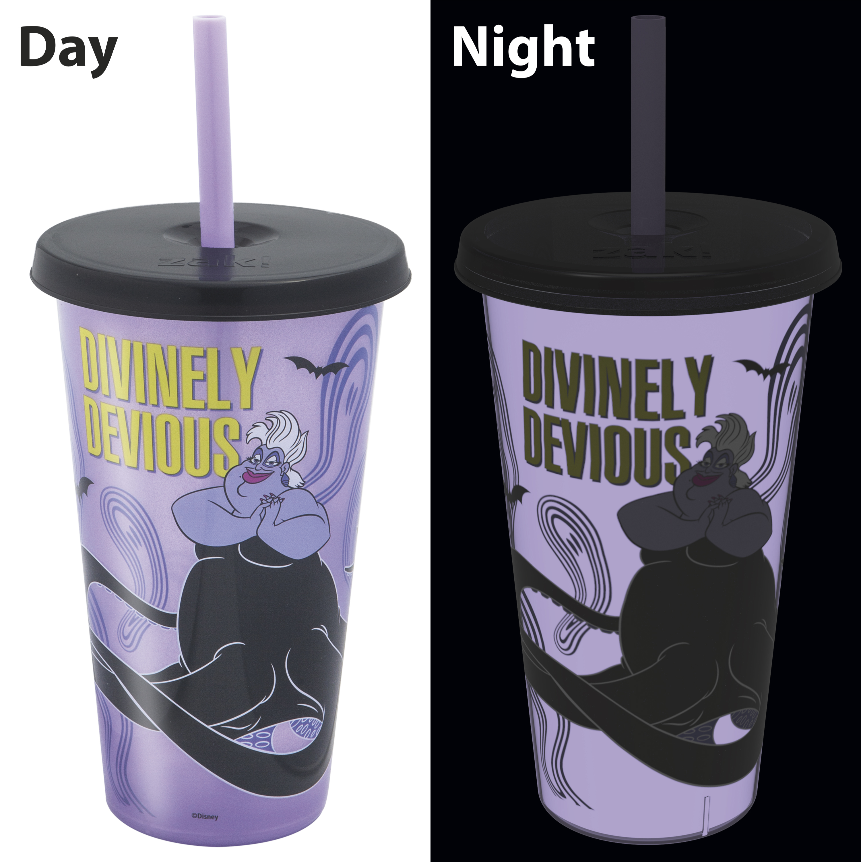 Disney 25 ounce Reusable Plastic Kids Tumbler, Cruella and Friends, 4-piece set slideshow image 3