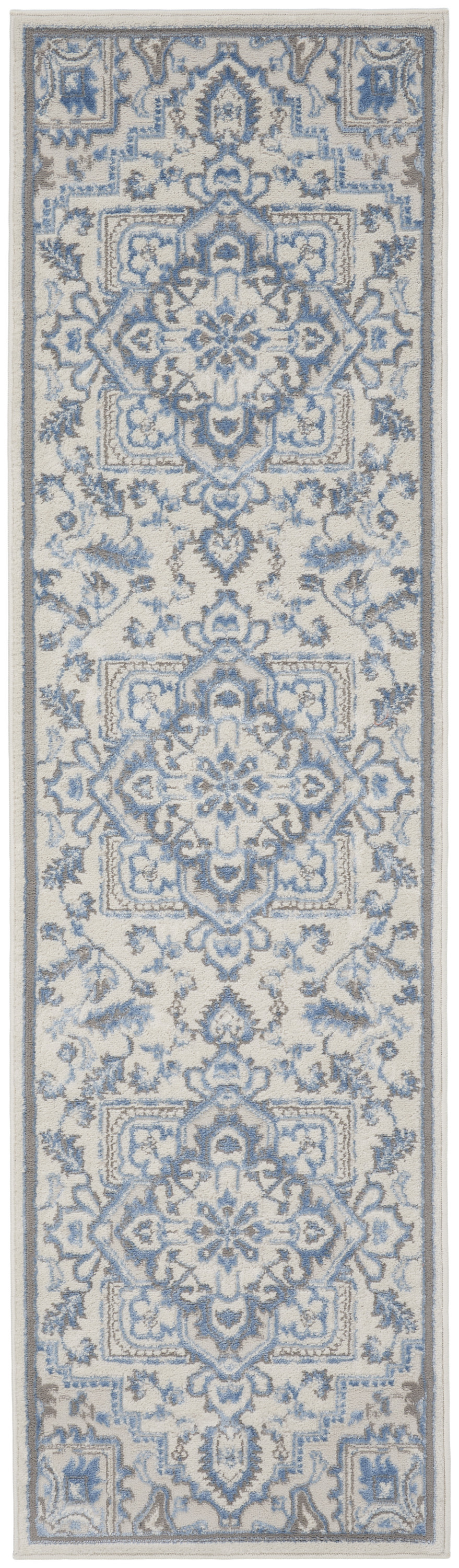 Nourison Elation 2'3" x 7'6" Ivory Blue Bohemian Indoor Rug