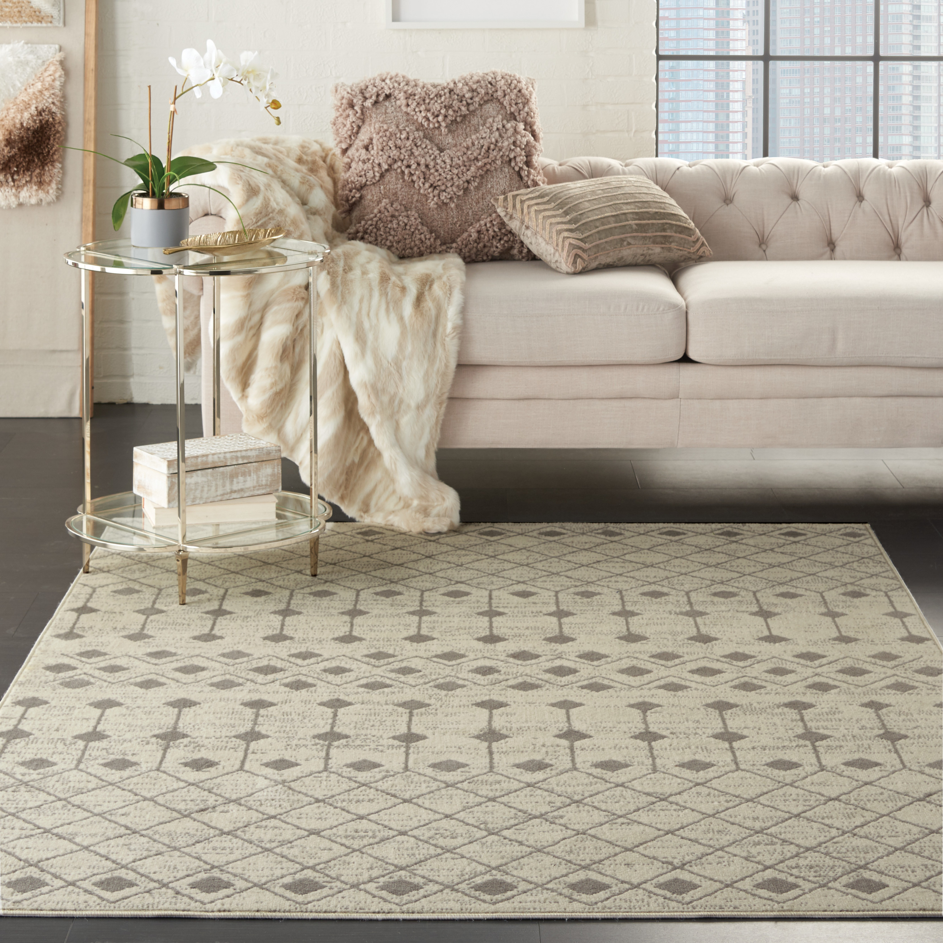 Nourison Grafix 5'3" x 7'3" Ivory Grey Bohemian Indoor Rug