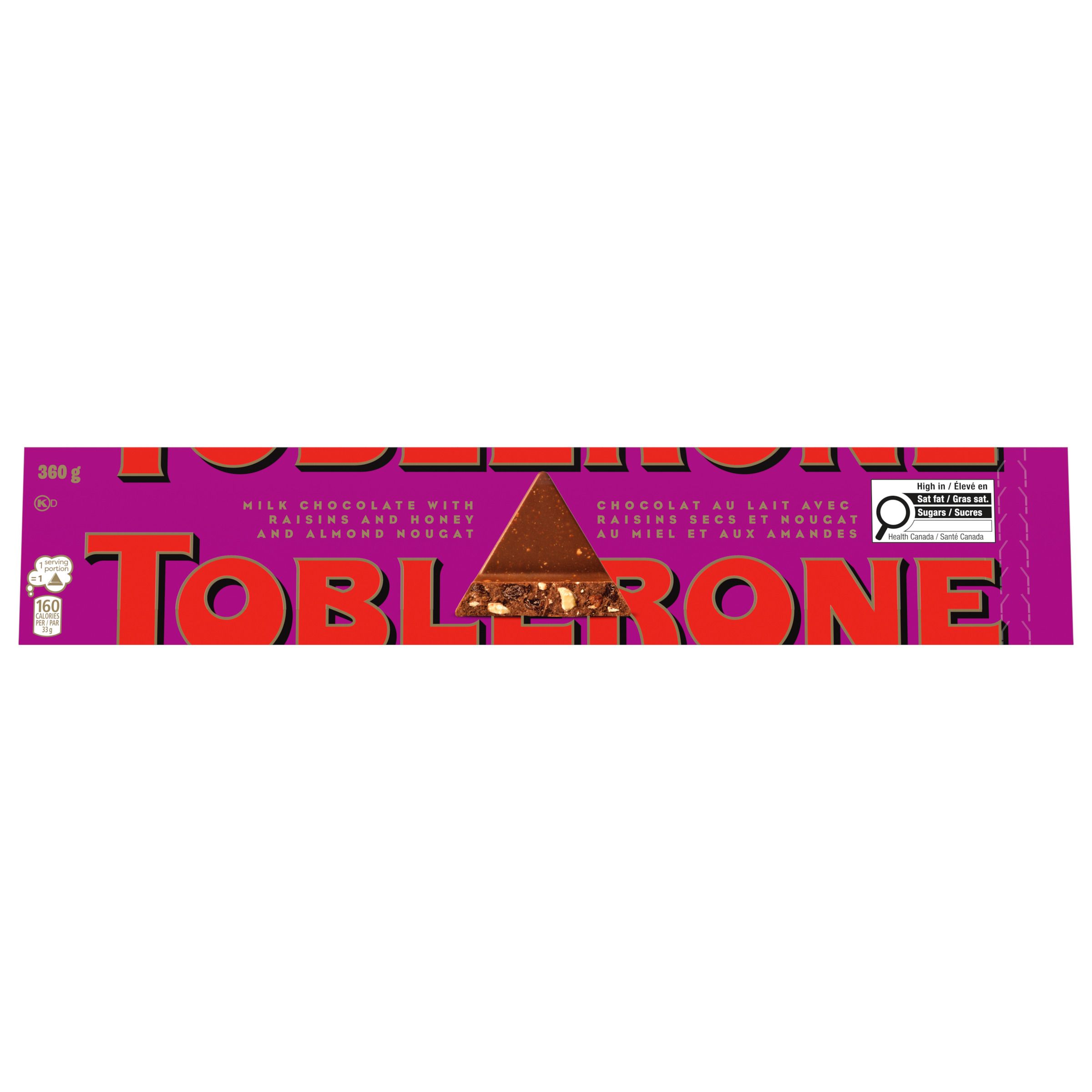 TOBLERONE Fruit and Nut Milk Chocolate with Honey and Almond Nougat Bar (360 g)
