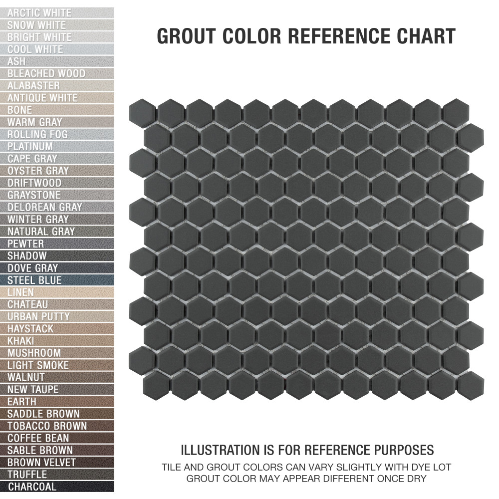 Metropolis 1″ Hex Unglazed Black 10-1/4 in. x 12 in. Porcelain Mosaic Tile