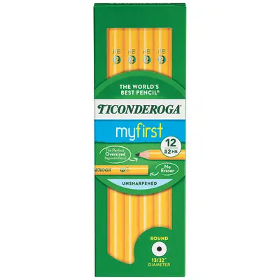 Ticonderoga My First Wood-Cased Pencils, #2 HB Soft, Yellow, 12 Count