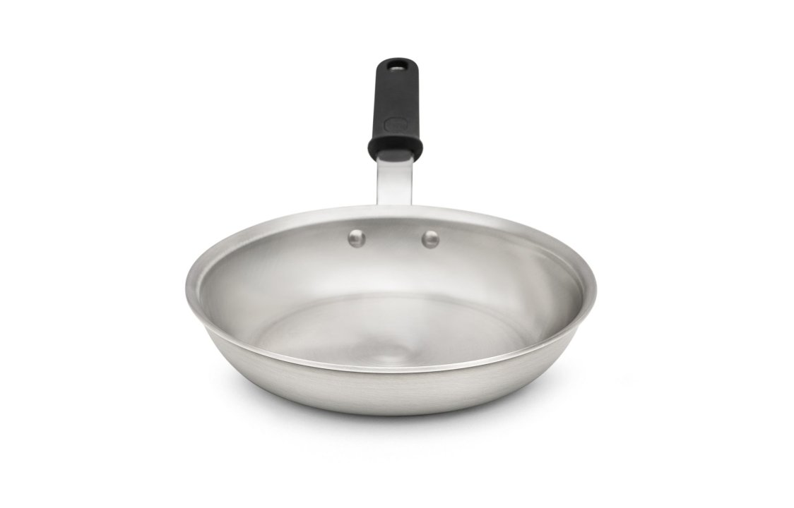 10-inch Wear-Ever® aluminum fry pan with natural finish and silicone handle