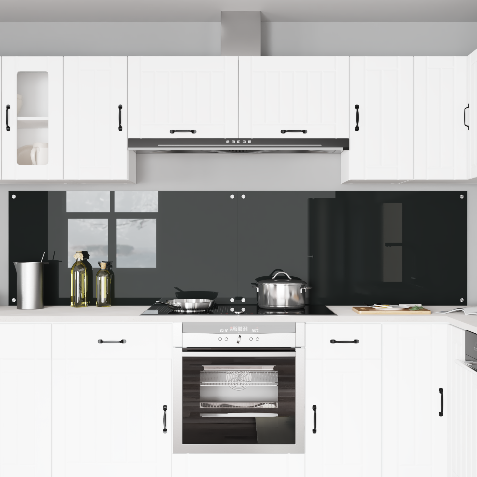 Keukenachterwand 2 pcs Zwart 120 x 60 cm gehard glas image 3
