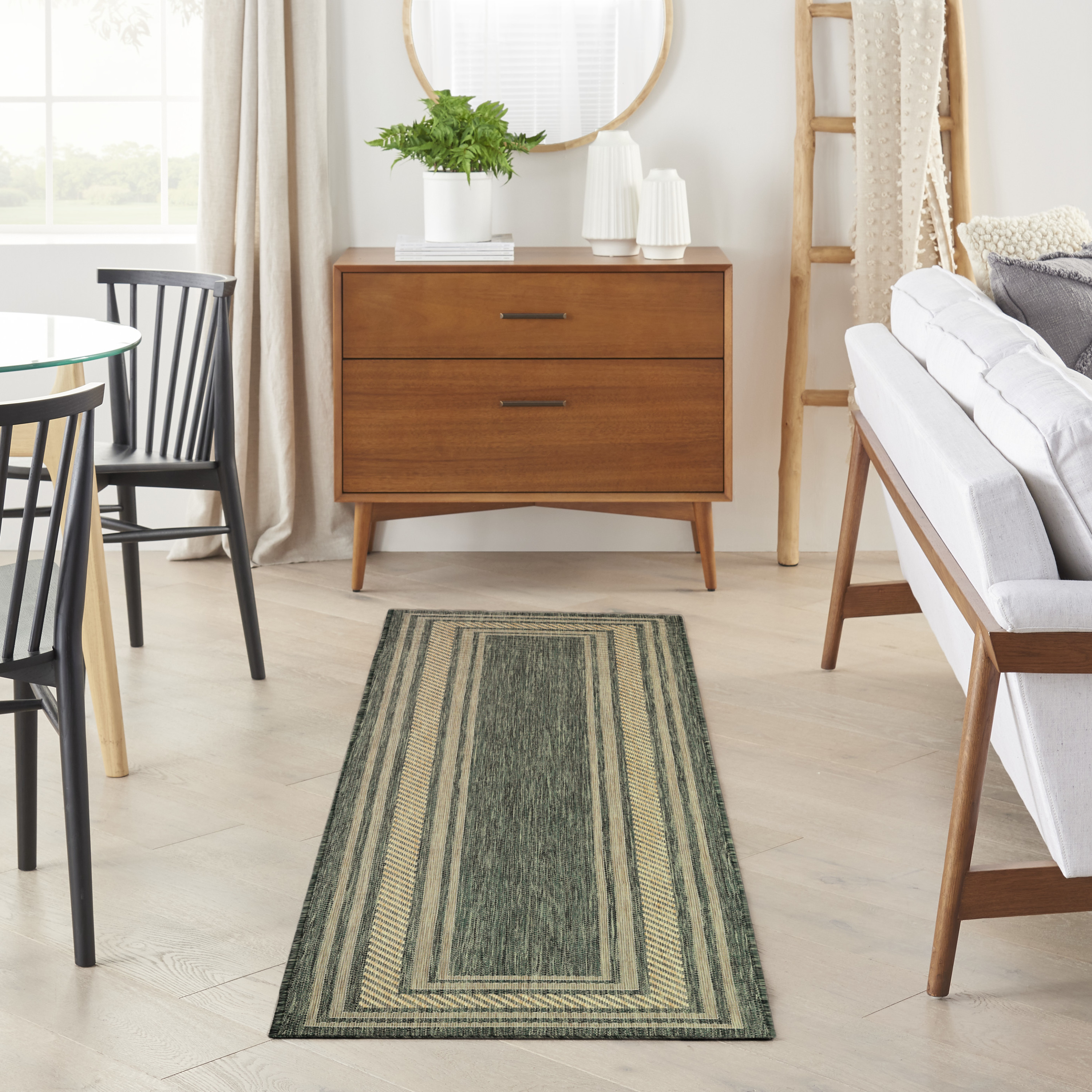 Nourison Horizon Indoor/Outdoor 2' x 6' Green Modern Rug