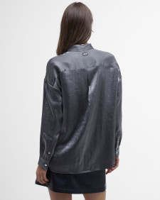 Della Satin Long-Sleeved Shirt Chrome