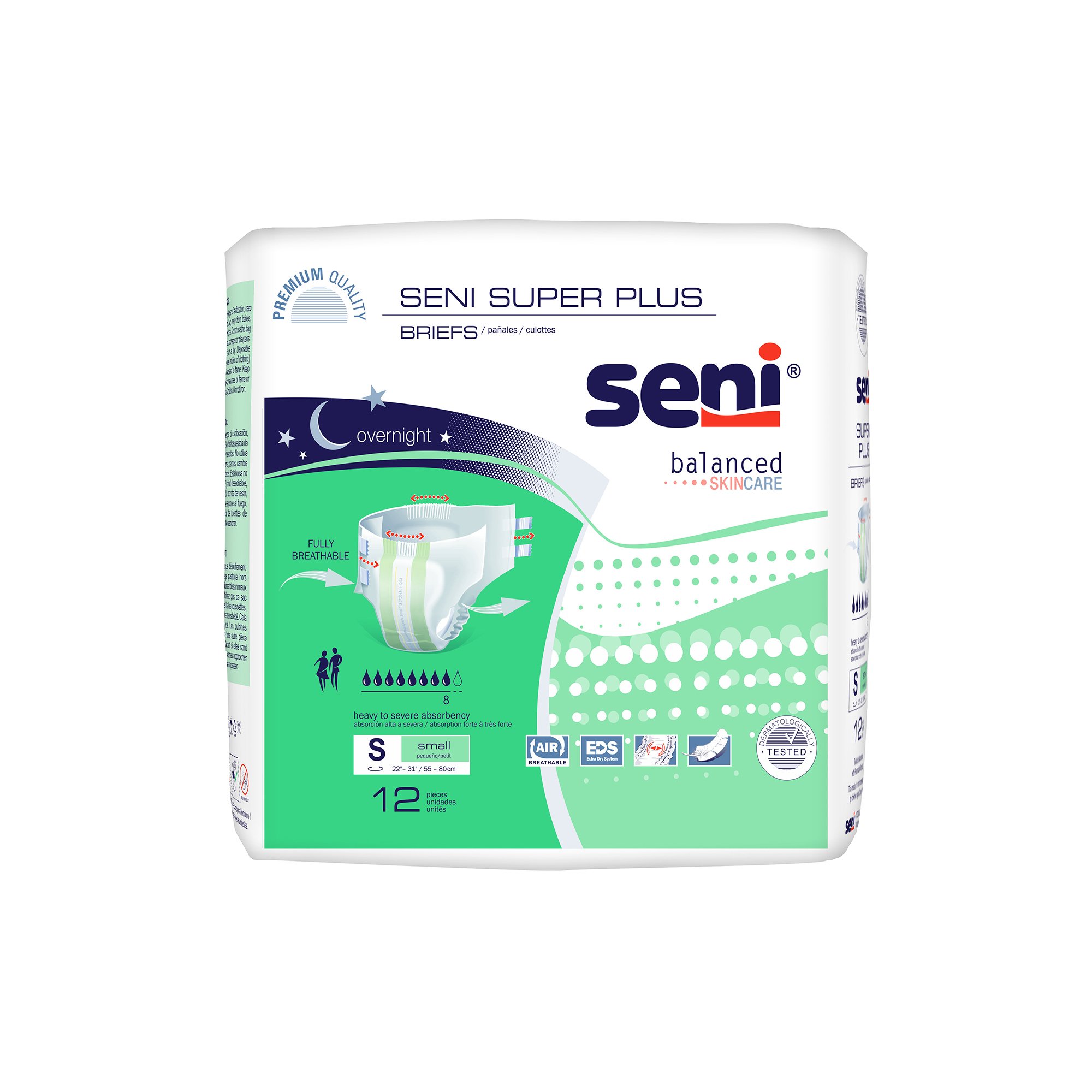 Seni Super Plus Overnight Heavy to Severe Absorbency Incontinence Brief, Small MK 1163827