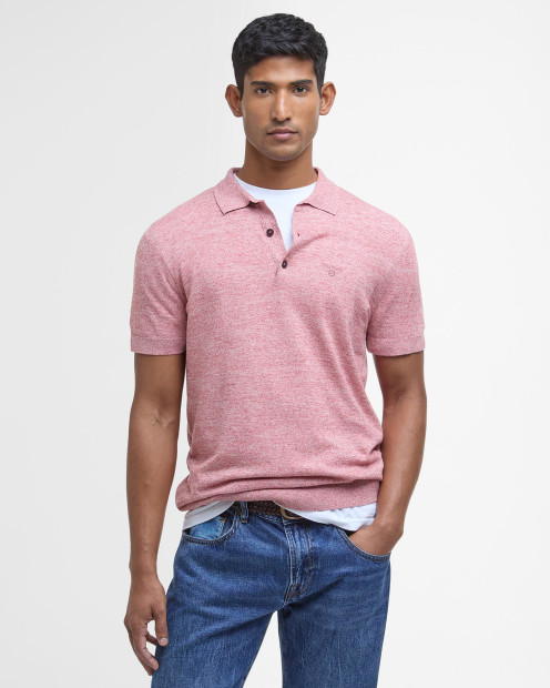 Buston Knitted Polo Shirt Red Spice